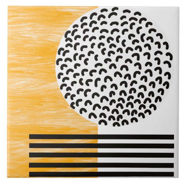 Orange and Black Mid Century Modern Art  Tile (Front)
