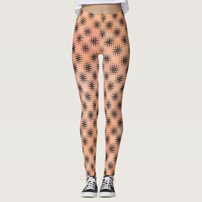 Orange and Black Modern Leggings (Front)