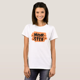 Orange and Black Momster Halloween  T-Shirt