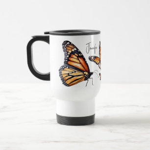 Orange and Black Monarch Butterflies Travel Mug