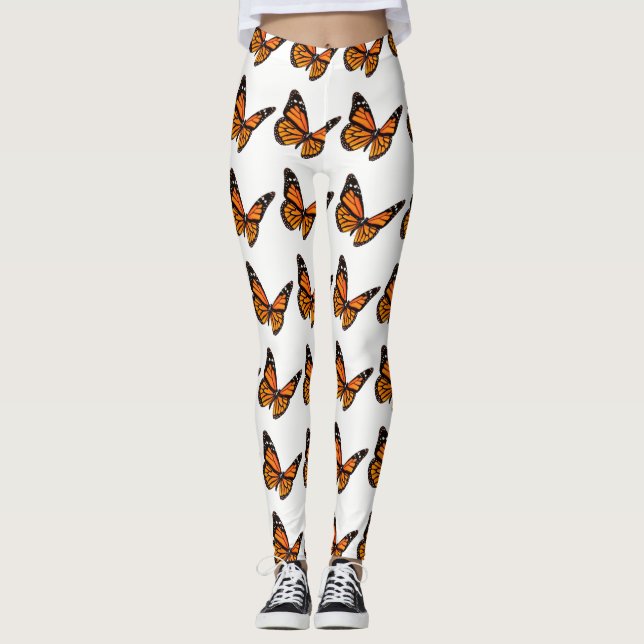 Orange and Black Monarch Butterfly Leggings (Front)