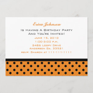 Orange and Black Polka Dot Party Invitations