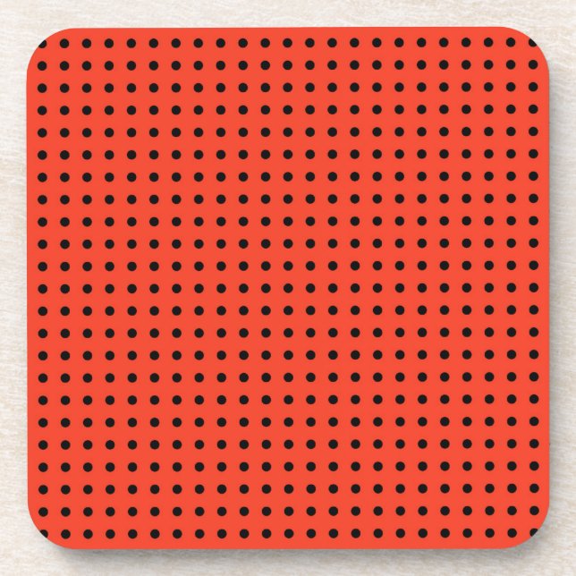 Orange and Black Polka Dot Pattern Coaster (Front)