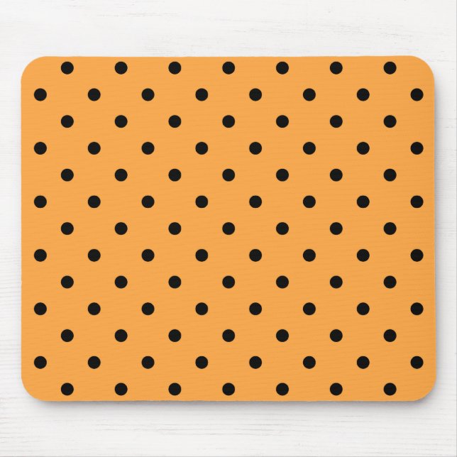 Orange and Black Polka Dot Pattern. Mouse Mat (Front)