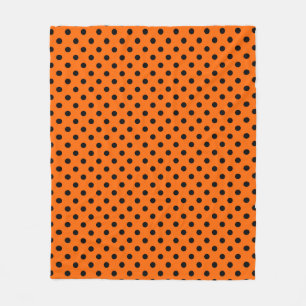 Orange and Black Polka Dots Fleece Blanket