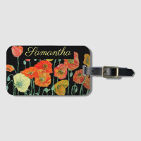 Orange and Black Poppies floral Orange red