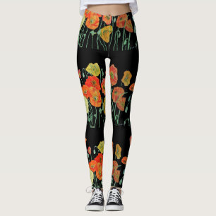 Orange and Black Poppy Leggings
