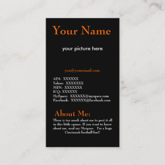 Orange and Black Profile Card