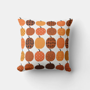 Orange and Black Pumpkin Design Cushion
