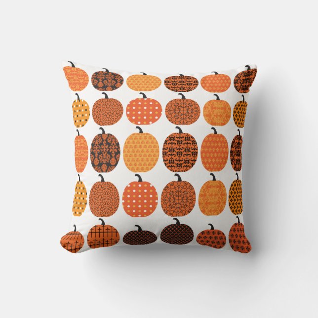 Orange and Black Pumpkin Design Cushion (Front)