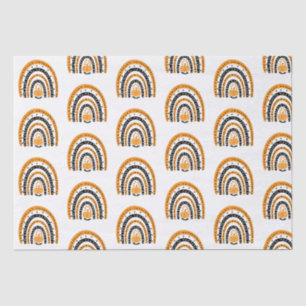 Orange and Black Rainbows Bats White Halloween Tissue Paper