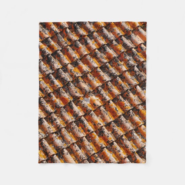 Orange-and-black roof shingles fleece blanket (Front)