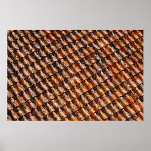 Orange-and-black roof shingles poster