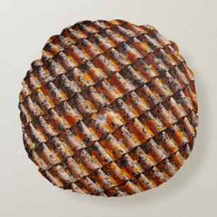 Orange-and-black roof shingles round cushion
