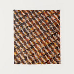 Orange-and-black roof shingles tapestry