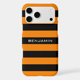 Orange and Black Rugby Stripes with Custom Name