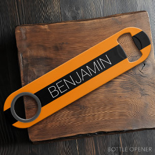 Orange and Black Rugby Stripes with Custom Name