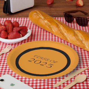Orange and Black School Colours and Class Year Paper Plate