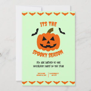 Orange and Black Spooky Halloween,Halloween Party Invitation