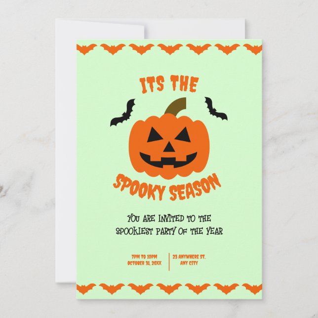Orange and Black Spooky Halloween,Halloween Party  Invitation (Front)