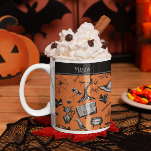 Orange and Black Spooky Halloween Kids Mug