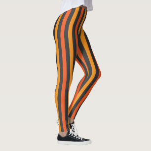 Orange and Black Striped Leggings