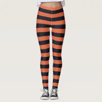 Orange And Black Striped Leggings Zazzle