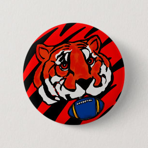 ORANGE AND BLACK STRIPES  6 CM ROUND BADGE