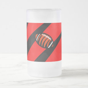 ORANGE AND BLACK STRIPES  FROSTED GLASS BEER MUG