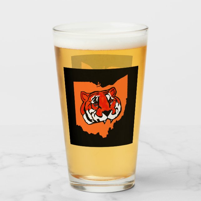 ORANGE AND BLACK STRIPES  GLASS (Front Filled)