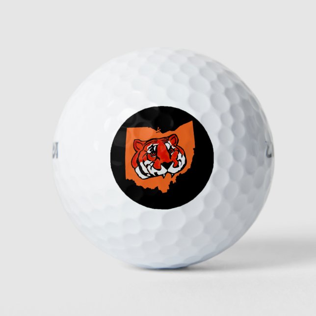 ORANGE AND BLACK STRIPES  GOLF BALLS (Front)