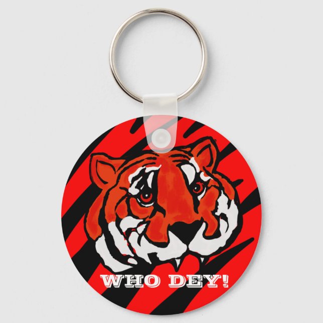 ORANGE AND BLACK STRIPES  KEY RING (Front)