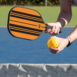 Orange and black stripes monogram pickleball paddle
