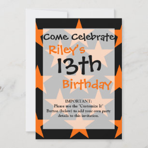Orange and Black Super Stars Pattern Invitation