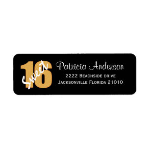Orange And Black Sweet 16 Address Labels