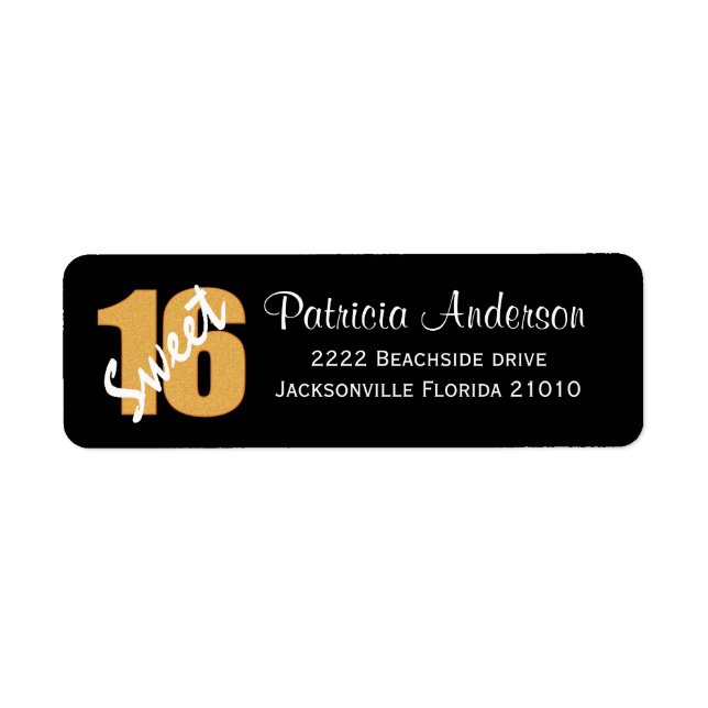 Orange And Black Sweet 16 Address Labels (Front)