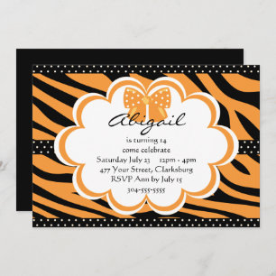 Orange and Black Tiger Print Invitation