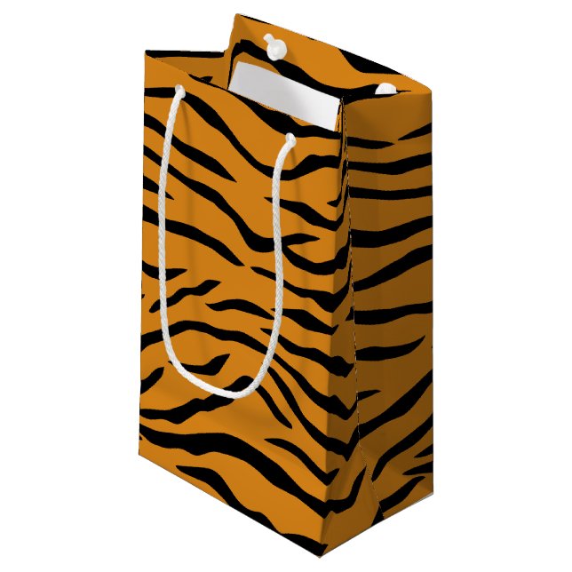 Orange and Black Tiger Stripes Small Gift Bag (Front Angled)