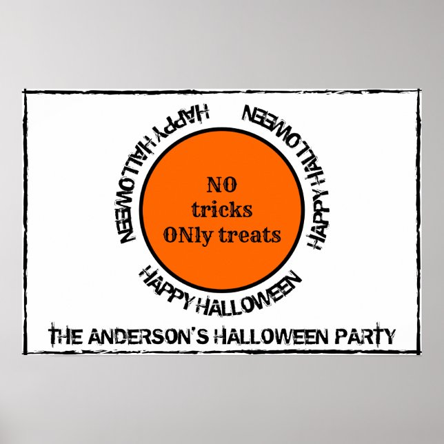 Orange and Black Typography Modern Happy Halloween Poster (Front)