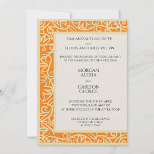 Orange and black wedding invitation