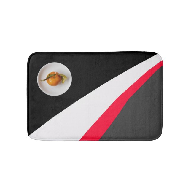 Orange and Black White Red Grey Background Bath Mat (Front)