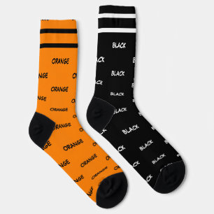 Orange and Black White Stripes Colour Names Socks