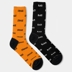 Orange and Black White Typography Socks