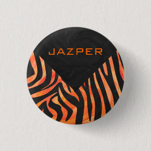 Orange and Black Zebra Monogram 3 Cm Round Badge