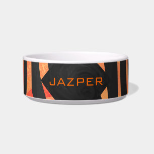 Orange and Black Zebra Monogram Bowl