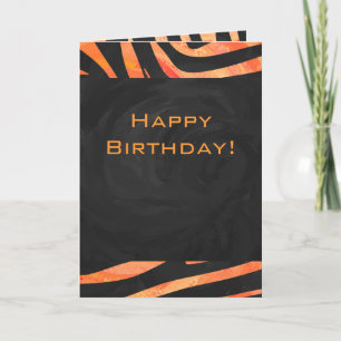 Orange and Black Zebra Monogram Card