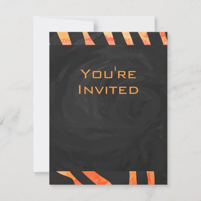 Orange and Black Zebra Monogram Invitation (Front)