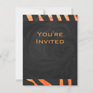 Orange and Black Zebra Monogram Invitation