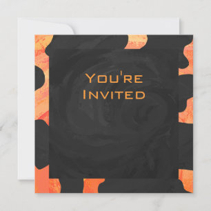 Orange and Black Zebra Monogram Invitation