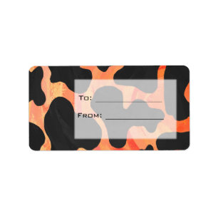 Orange and Black Zebra Monogram Label